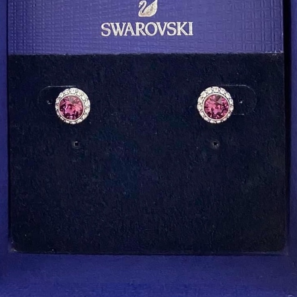 Authentic Swarovski Angelic Purple ( Violet ) Stud Earrings, 5501280.RARE.BNIB.